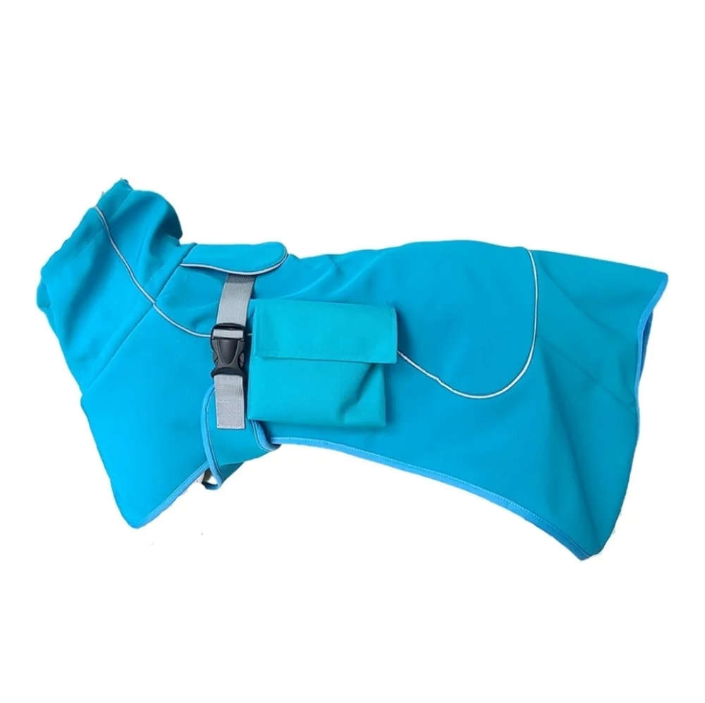 Blue XXL Dog Raincoat Adjustable With 2 Side Pockets NWOT
